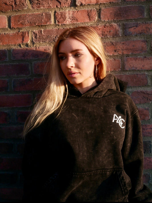 Don't Die Without Knowing Jesus washed black hoodie on model, front